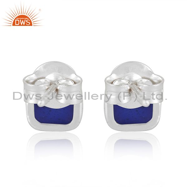 Suppliers Fine Silver Blue Enamel Designer Stud Earrings Jewelry For Girls