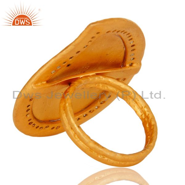 Suppliers 18K Yellow Gold Plated Sterling Silver Cubic Zirconia Ring With Enamel Design