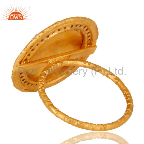 Suppliers 22K Gold Plated Sterling Silver Enamel Design Indian Fashion Cocktail Ring