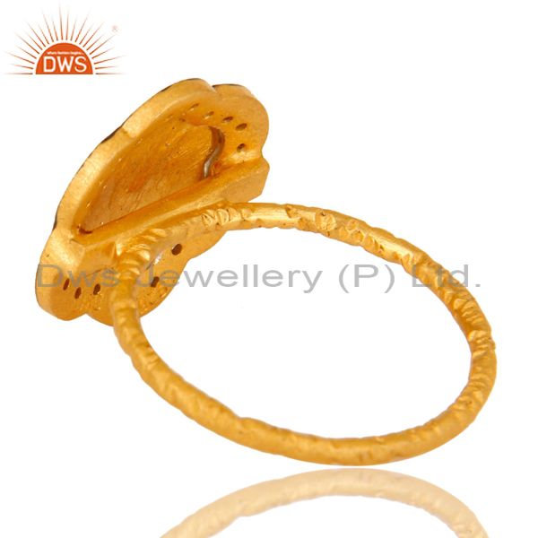 Suppliers 18K Yellow Gold Plated Sterling Silver CZ And Enamel Flower Cocktail Stack Ring