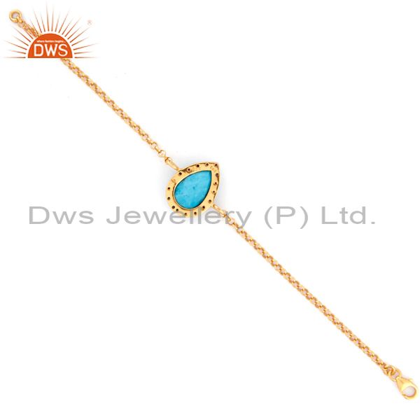 Suppliers Gold Plated Sterling Silver Blue Sapphire & Turquoise Gemstone Chain Bracelets