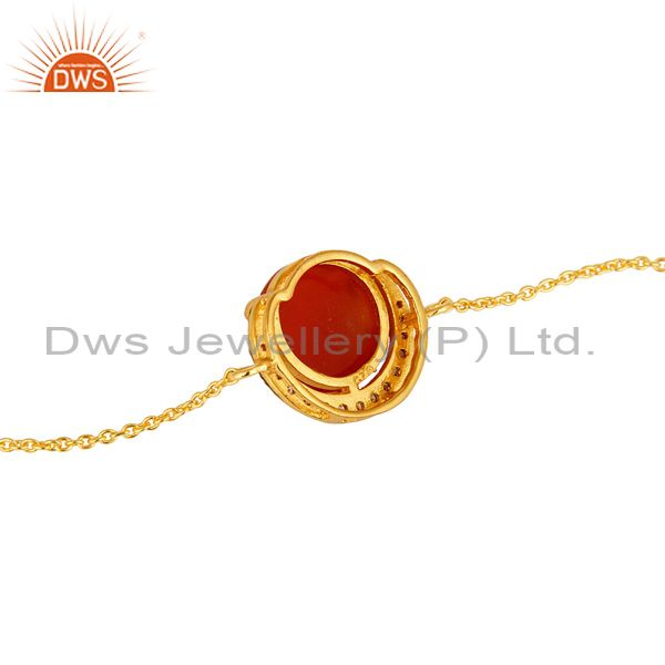 Suppliers Red Onyx And Cubic Zirconia Fashion Bracelet In 18K Gold Over Sterling Silver