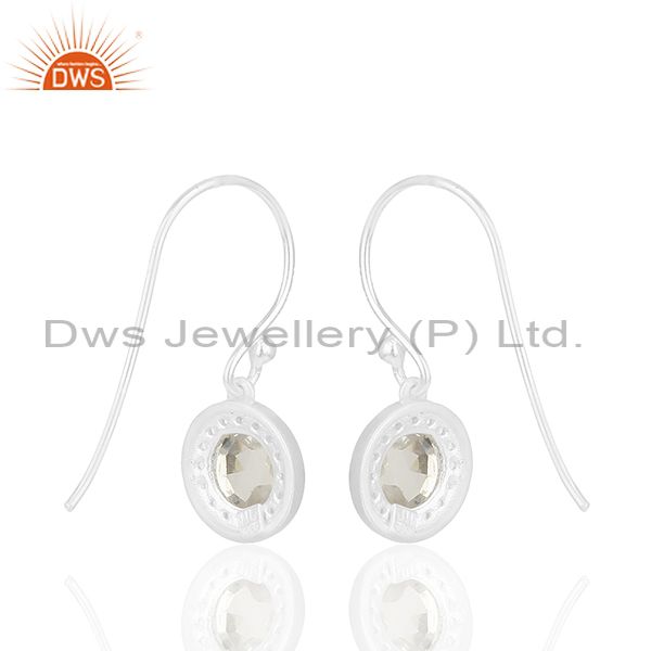 Suppliers White Topaz and Crystal Quarta 925 Silver Drop Earrings Wholesale