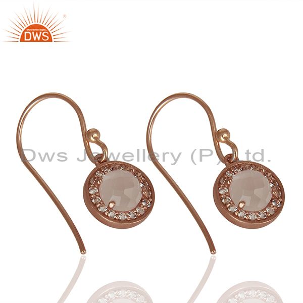 Suppliers Round Crystal and Topaz Gemstone Rose Gold Silver Drop Earring Jewelry