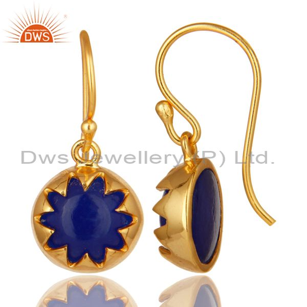 Suppliers 14K Yellow Gold Plated Sterling Silver Blue Aventurine Gemstone Drop Earrings
