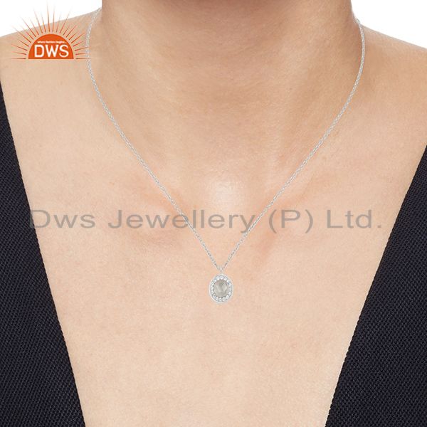 Suppliers Genuine Crystal Quartz and White Topaz 92.5 Sterling Silver Pendant