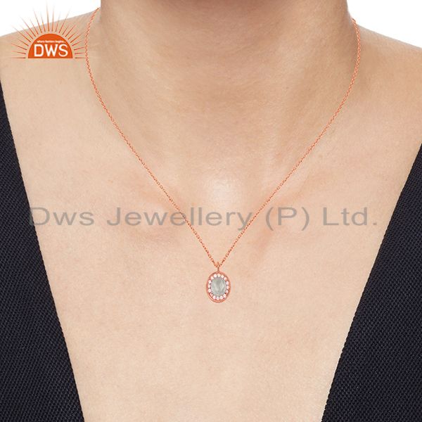 Suppliers Multi Gemstone 925 Silver Rose Gold Plated Pendant Wholesale