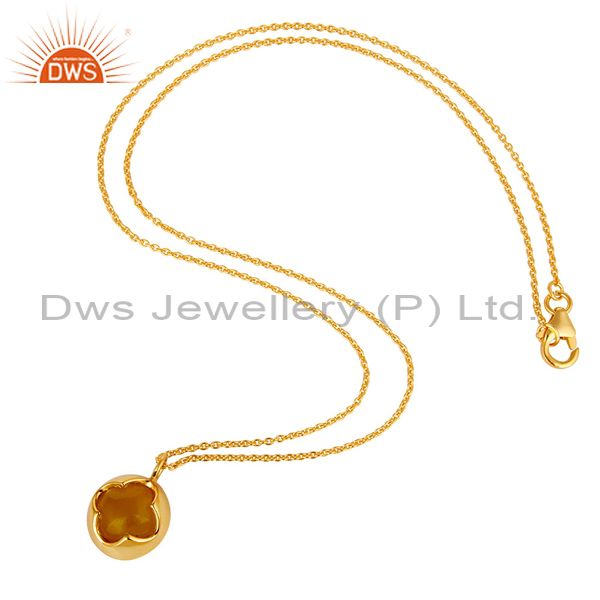 Suppliers Yellow Moonstone Gemstone Designer Pendant in 18K GOld Over Sterling Silver