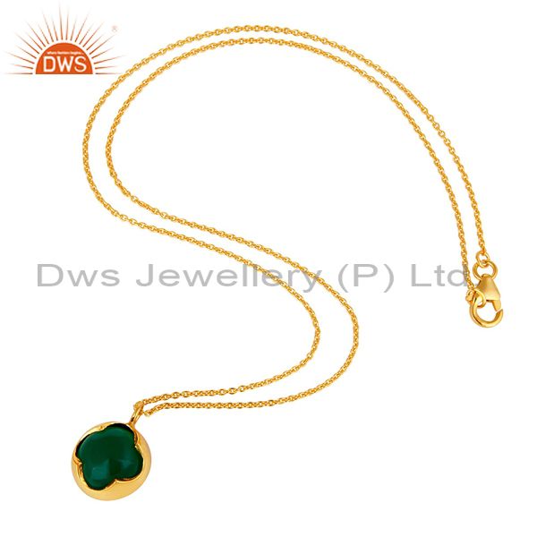 Suppliers 18K Yellow Gold Over Sterling Silver Green Onyx Designer Pendant