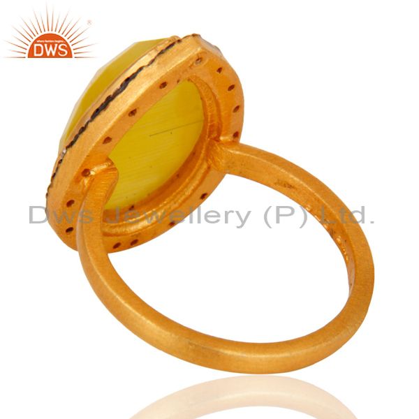 Suppliers 925 Sterling Silver Yellow Moonstone Gemstone Jewelry Ring With 24K Gold Plated