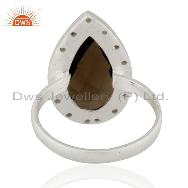 Suppliers Handmade Smoky Quartz And Cubic Zirconia Sterling Silver Ring