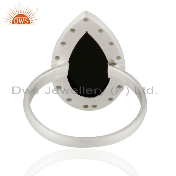 Suppliers Designer Sterling Silver Onyx Black And White Zircon Statement Fashion Ring