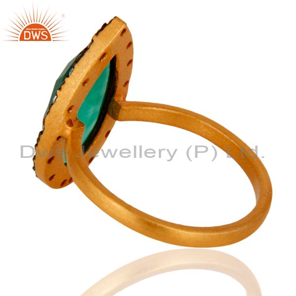 Suppliers Beautiful Handmade Green Onyx Gemstone Sterling Silver Ring With 22K Gold Plated