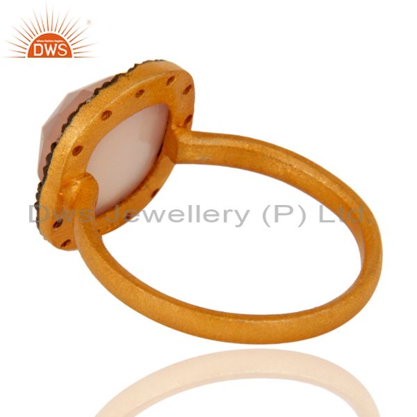 Suppliers Rose Chalcedony Faceted Gemstone Ring in 18kt Gold Plated Over Sterling Silver