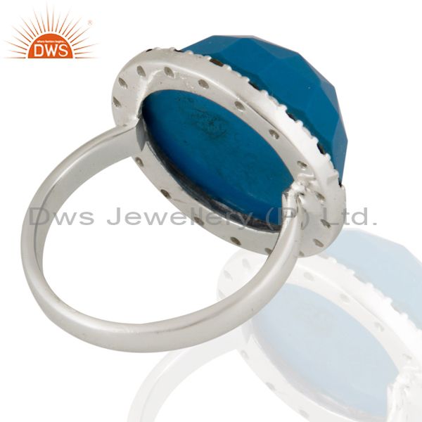 Suppliers 18k Gold Plated Turquoise Gemstone & White Zircon Sterling Silver Ring 7