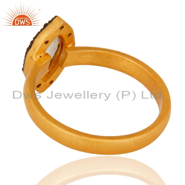 Suppliers High Quality Solid Sterling Silver White Moonstone Ring With 22K Gold Plated
