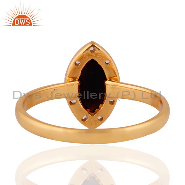 Suppliers White Topaz Gemstone Onyx 925 Sterling Silver Yellow Gold Plated Stackable Ring