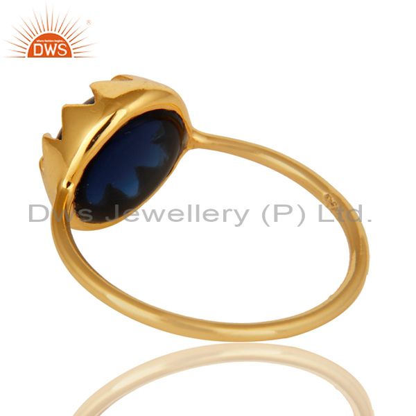 Suppliers Stunning 14K Yellow Gold Plated Sterling Silver Blue Corundum Stack Ring