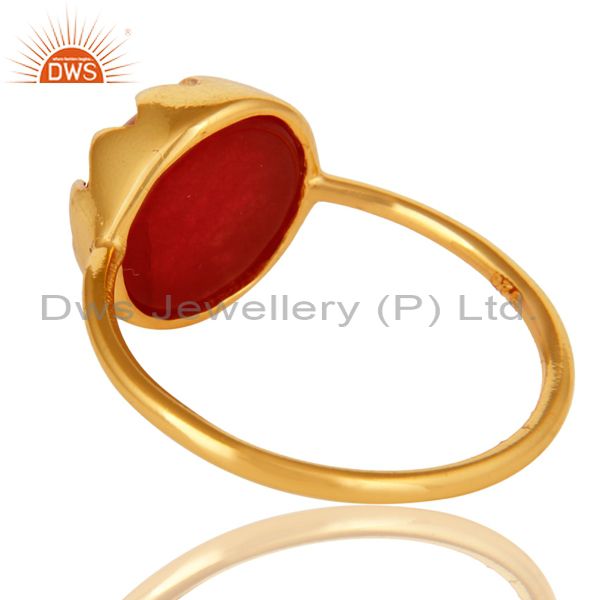 Suppliers Handmade Red Aventurine Gemstone Ring Made In 18K Gold Over Sterling Silver