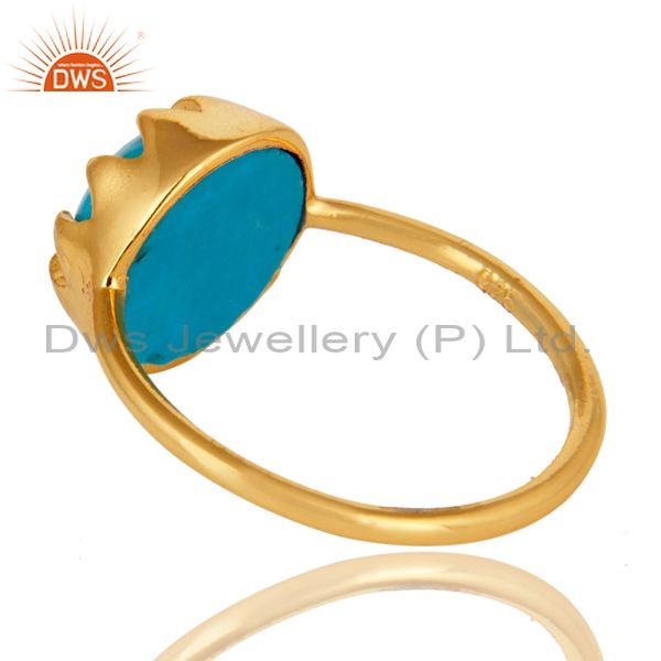Suppliers Handmade Turquoise Gemstone Ring Made In 18K Gold Over Sterling Silver