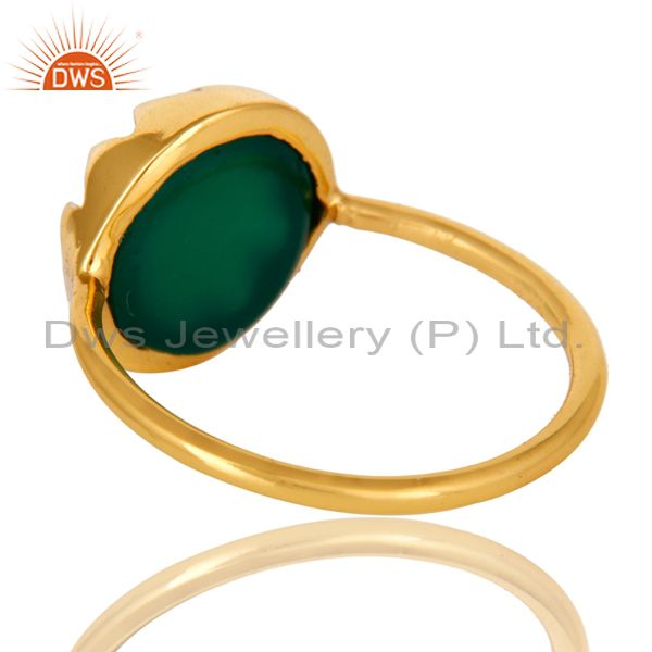 Suppliers 14K Yellow Gold Plated Sterling Silver Green Onyx Designer Stackable Ring
