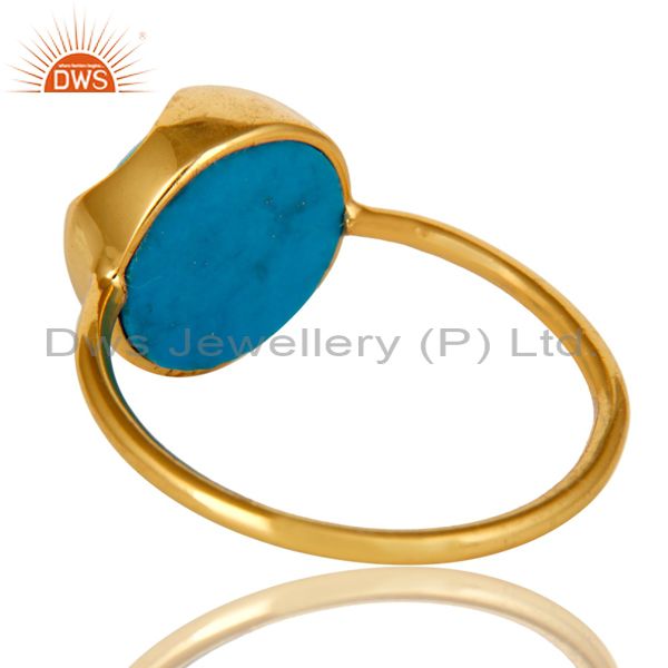 Suppliers 18K Yellow Gold Plated Sterling Silver Turquoise Gemstone Stackable Ring