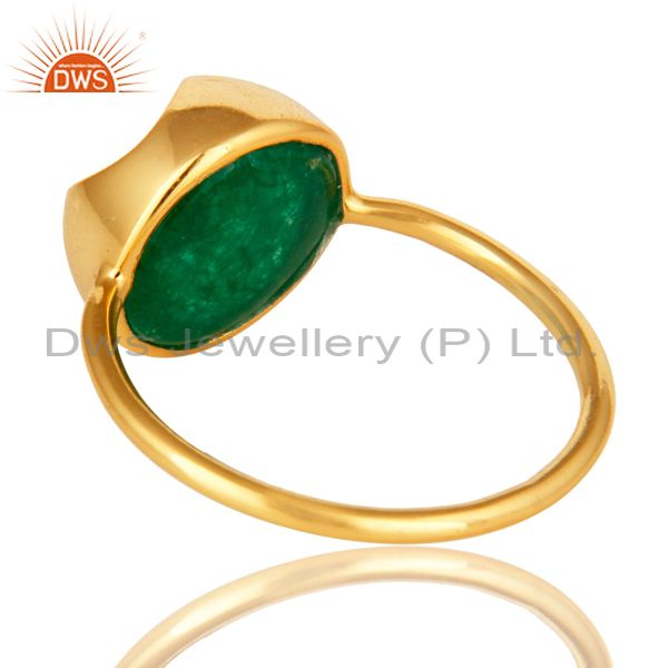 Suppliers Green Aventurine Gemstone Sterling Silver Stackable Ring With Yellow Gold Plated