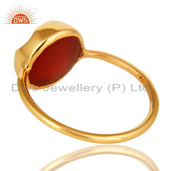 Suppliers 14K Yellow Gold Plated Sterling Silver Red Onyx Designer Stackable Ring