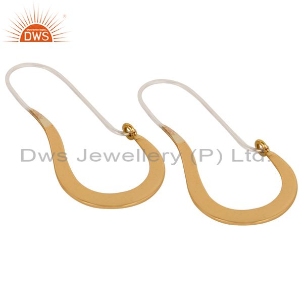 Suppliers Solid 18K Yellow Gold And Sterling Silver Handmade Hoop Dangle Earrings