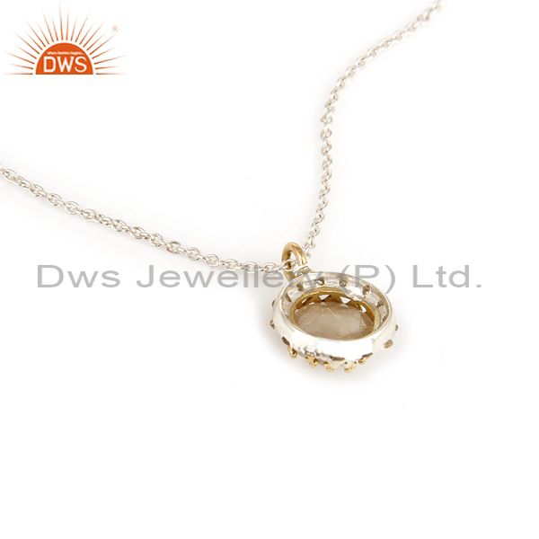 Suppliers 18K Yellow Gold And Sterling Silver Rutilated Quartz Pendant With Chain