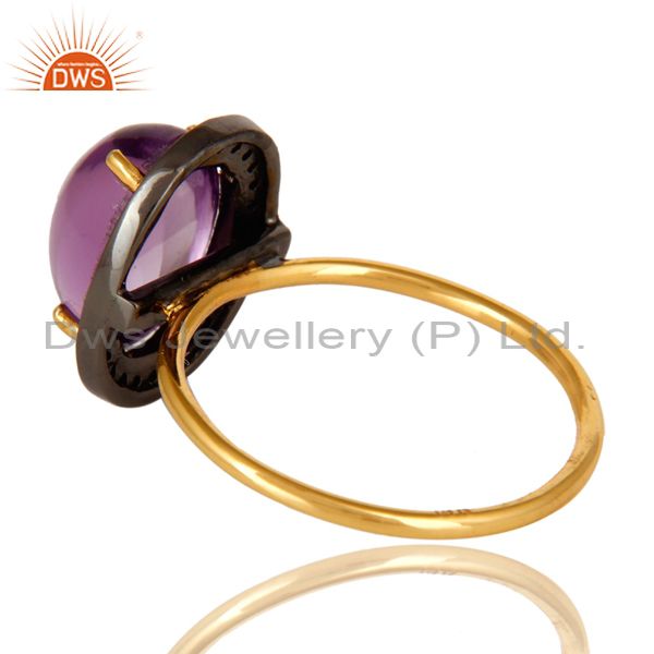 Suppliers Natural Amethyst And Pave Set Diamond 14K Yellow Gold Statement Stack Ring