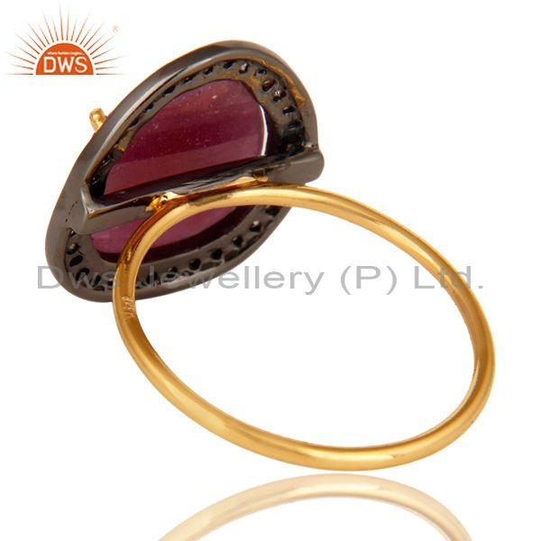 Suppliers 14K Yellow Gold Pave Diamond And Natural Ruby Gemstone Stacking Ring