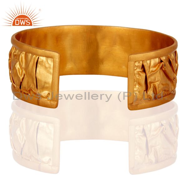 Suppliers Gold Plated 925 Sterling Silver Hammered Fashion Wedding Bangle Cuff Bracelet