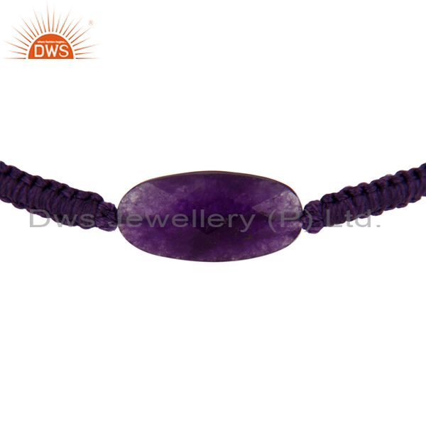 Suppliers Natural Purple Aventurine Faceted Tumble Gemstone Macrame Bracelet Jewellery