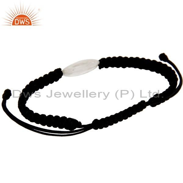Suppliers Natural Crystal Quartz Black Cord Macrame Adjustable Bracelet