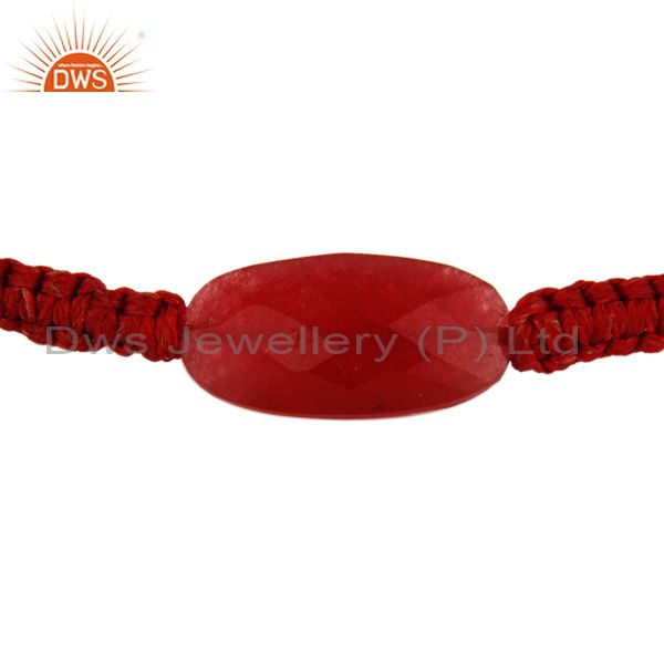 Suppliers Natural Faceted Red Aventurine Gemstone Macrame Bracelet Gift Jewelry For Women