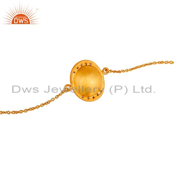 Exporter 18K Yellow Gold Plated Sterling Silver Aqua Chalcedony Designer Chain Bracelet