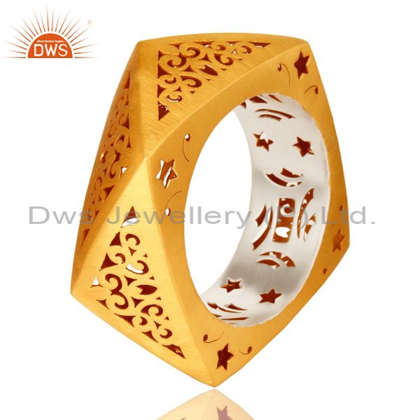 Wholesalers of 22k yellow gold plated 925 silver unique filigree designer bangle