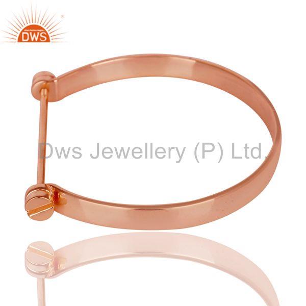 Wholesalers of 14k rose gold plated 925 silver handmade screw lock openable bangle