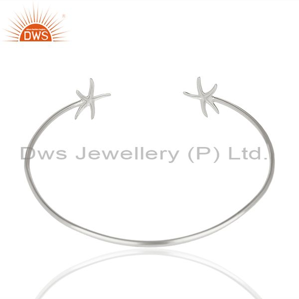 Suppliers Star Fish Style Handmade 925 Sterling Silver Cuff Plain Bangle Wholesale Jewelry