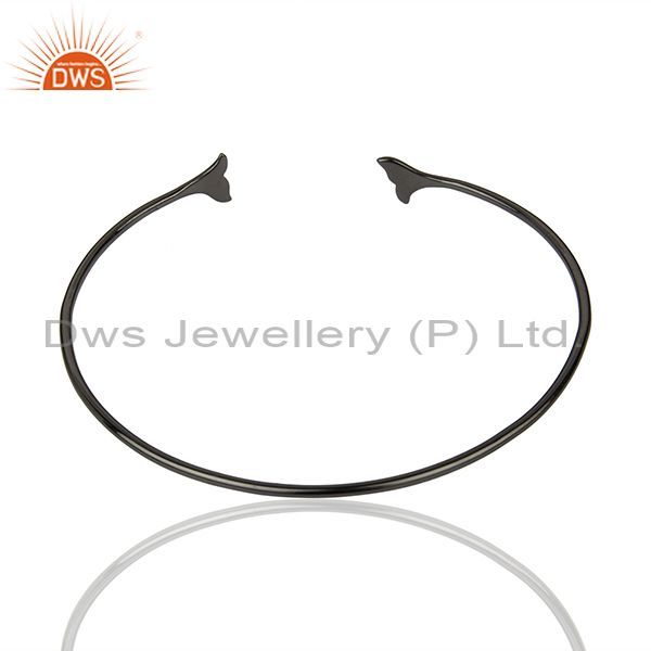Suppliers Dolphin Tail Adjustable Openable Black Rhodium 92.5 Sterling Silver Bangle