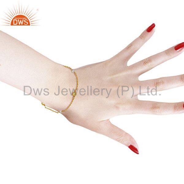 Suppliers Natural Pearl and Gold Plated 925 Silver Ball Beads Chain Bracelet