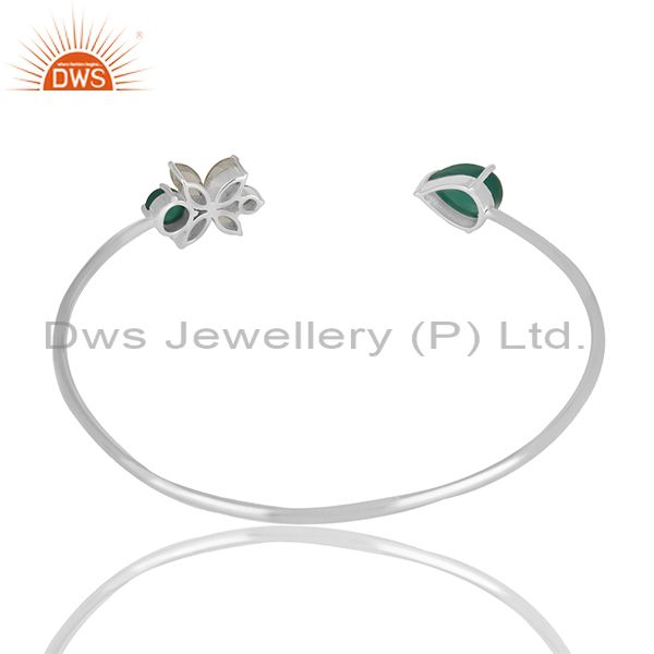 Suppliers Fine Sterling Silver Green Onyx Gemstone Cuff Bracelet Manufacturer
