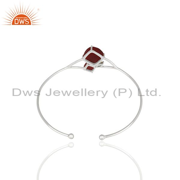Wholesale Supplier of 925 Silver Peridot and Red Ruby Gemstone Cuff Bracelet Wholesale