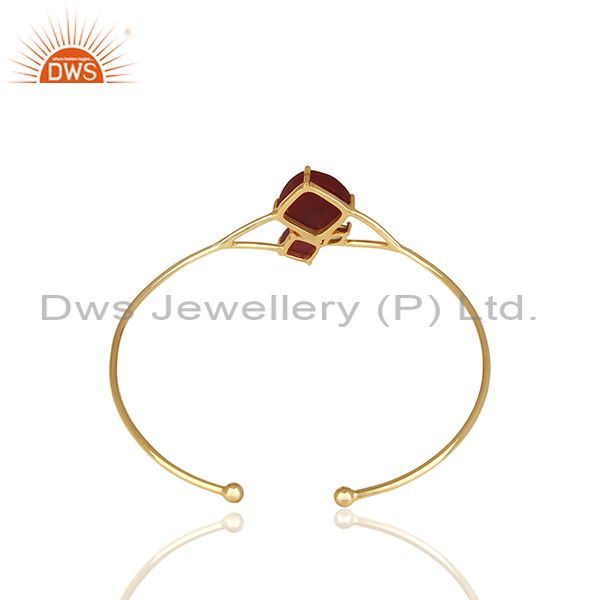 Wholesale Supplier of Designer Multi Gemstone Gold plated 925 Silver Cuff Bracelet Wholesale