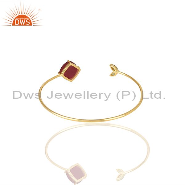 Wholesale Supplier of Handmade 925 Silver Gold Plated Multi Gemstone Cuff Bracelet Supplier