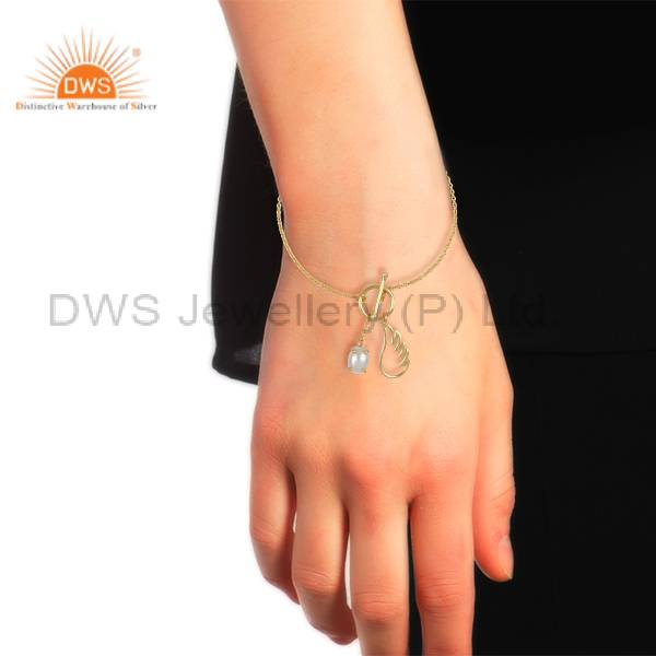 Angel Wigns Designer Gold On Silver 925 Pearl Bracelet