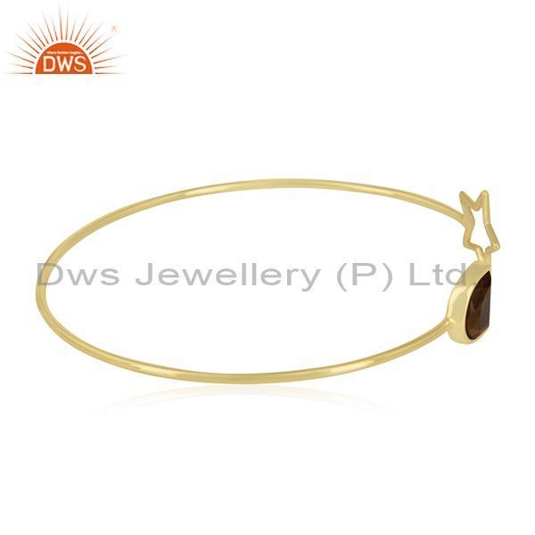 Suppliers Tiger Eye Gemstone 925 Silver Gold Plated Star Charm Cuff Bracelet Manufacturers
