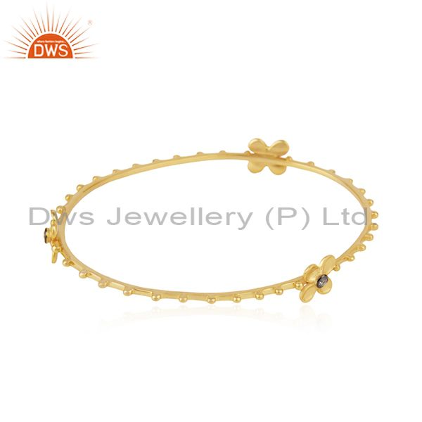 Wholesalers of 14k yellow gold plated 925 silver white zircon bangle manufacturer
