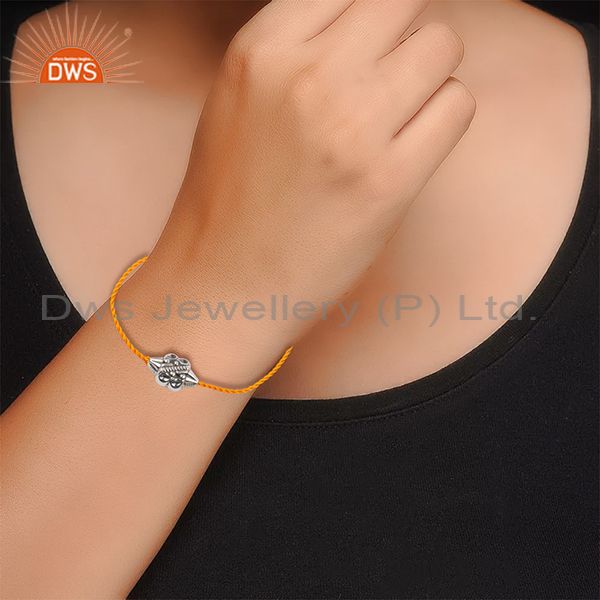 Suppliers 925 Sterling Silver Oxidized Bead Orange Macrame Bracelet Jewelry